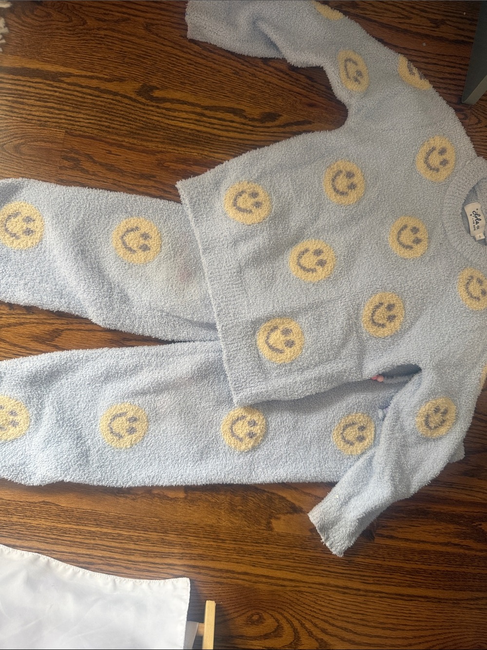 Cozy Smile Face Kids Matching Set - Light Blue & Yellow